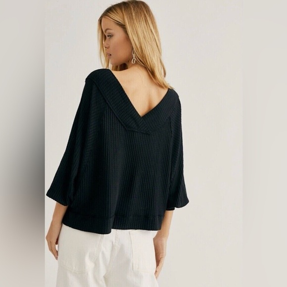 Free People We The Free Westend Black Thermal Top Size Small NWOT - Picture 3 of 10
